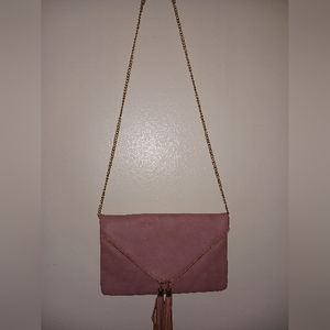 Pink Clutch Purse with Gold Chain Strap
